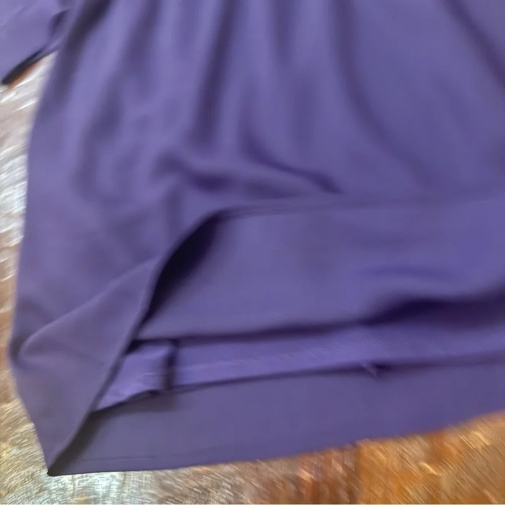 Express Collared Half Button Up Mini Portofino Shirt Dress in Deep Purple